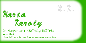 marta karoly business card